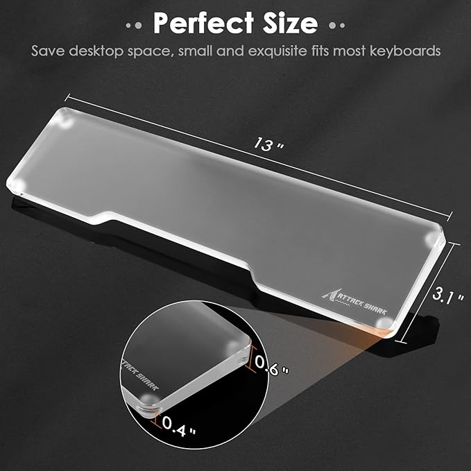Acrylic Gaming Keyboard Wrist Rest Pad,Clear Wrist Rest for Computer Keyboard,Office,PC Gaming,Laptop,Mac,Comfortable,Lightweight,Ergonomic for Easy Typing Pain Relief-Length 14.17 inch
