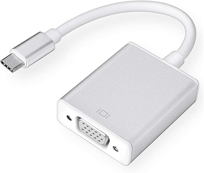 USB-C to VGA Adapter, USB 3.1 Type C (Thunderbolt 3) to VGA Converter Compatible with MacBook Pro, New MacBook, MacBook Air 2018, Dell XPS 13/15, Surface Book 2 and More (Silver)