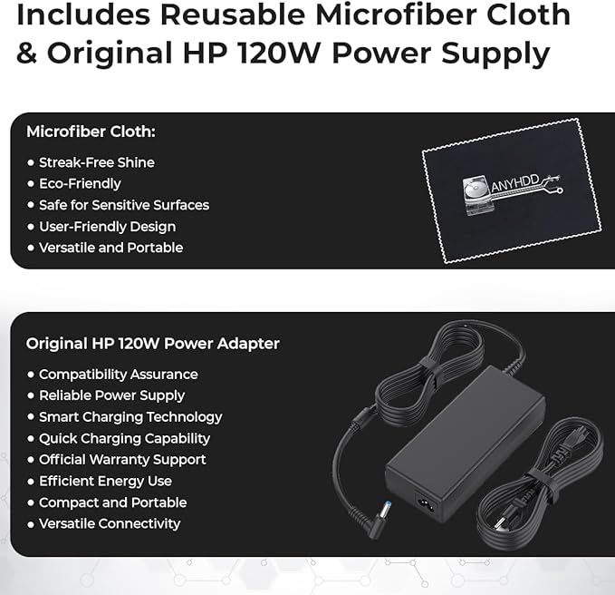 HP Docking Station for Laptop Dual Monitor and Charging Bundle - HP USB-C G5 Dock 5TW10AA / 5TW10UT / 5TW10AA#ABB with 120W Adapter, HDMI, DisplayPort, USB-C Cables & Microfiber Cleaning Cloth