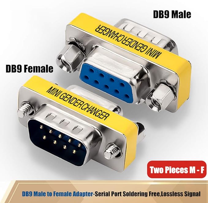 6-Pack RS232 9 Pin Serial Adapter DB9 Female to Female Coupler DB9 Female to Male Connector Male to Male Mini Gender Changer