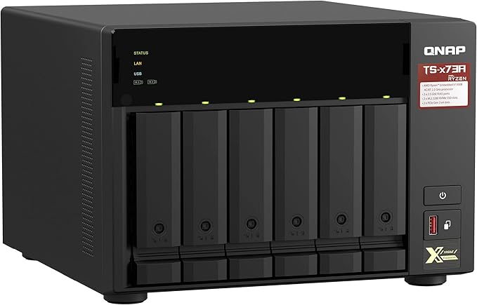 QNAP 6-Bay TS-673A-8G-US (NAS) (Ryzen V1500B, 8GB DDR4, 2X M.2 nVME, 2X 2.5GbE LAN, 2X PCIe x4 Slot, IR, diskless)