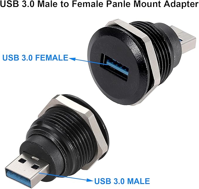 PENGLIN 2PCS USB 3.0 Connector, USB Male to Female Conversion Connector, USB3.0 Panel Mount Extension Adapter for Data Transfer/Charging