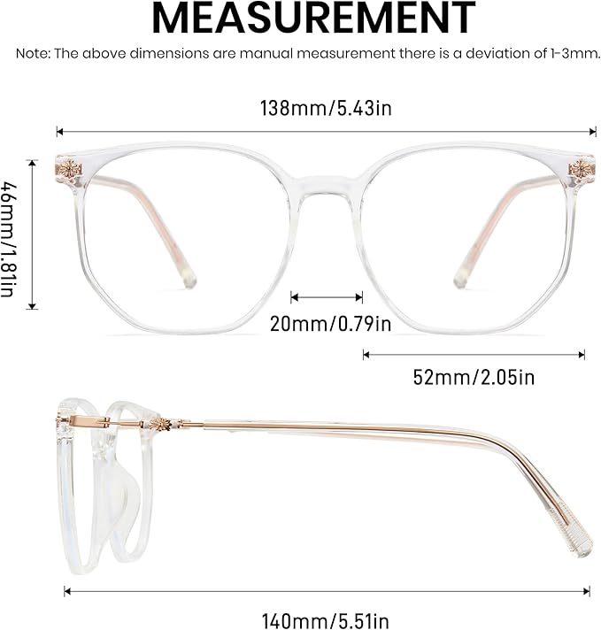 Cyxus Retro Blue Light Glasses Men - Square TR90 Metal Blowline Frame Stylish Trendy for Computer Daily Work 8252