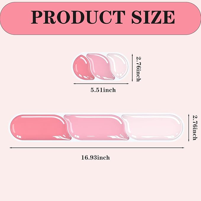 Ergonomic Keyboard Wrist Rest, Gel Wrist Rest for Keyboard and Mouse, Wrist Support and Keyboard Pad for Typing Pain Relief, Anti-Slip Base, Suitable for Office, Laptop, Computer, Gaming (Pink)