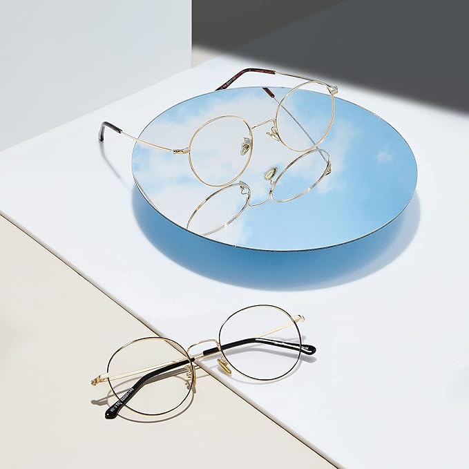 Cyxus Blue Light Glasses for Men and Women, Round Metal Frame Computer Eyeglasses for Office, Gaming, Reading 8090