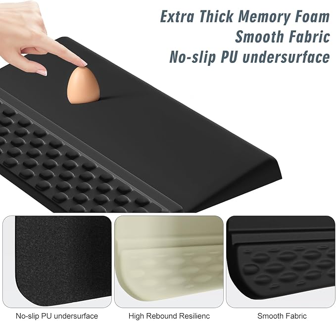 Computer Keyboard Stand with Wrist Rest,Ergonomic Tilted Keyboard Holder,Keyboard Tray Support Relieve Pain & Fatigue(Black)