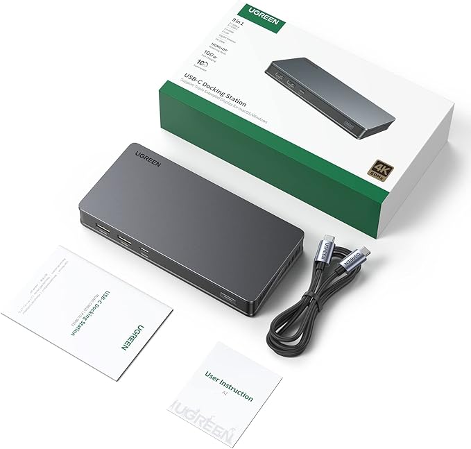 UGREEN USB C Docking Station, DisplayLink 9-in-1,Revodok Pro 209,Dual 4K@60hz Monitor Dock for MacBook & Windows with 2 DP & 2 HDMI, 10 Gbps USB C & USB-A Data Ports, 100W PD, Gigabit Ethernet