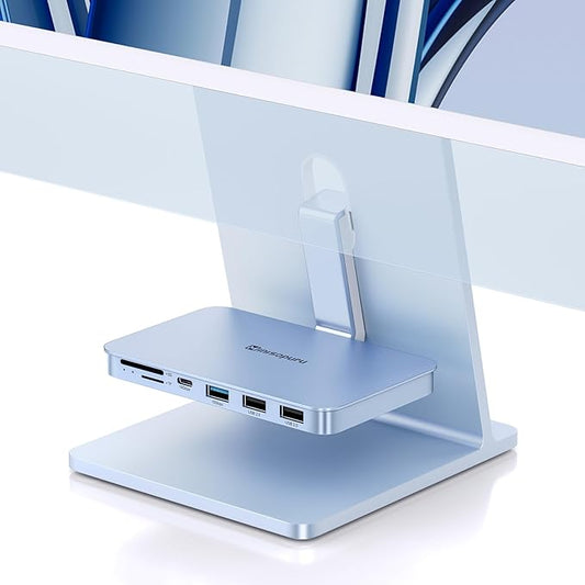 Minisopuru iMac Accessories for i Mac M1/M3/M4, USB C Hub for iMac 2021/2023/2024 with USB A/C 10Gbps, SD/TF, USB C Adapter Compatible with i-Mac 24 inch and Studio Display 27 Inches, Blue.