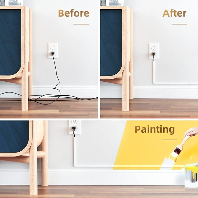 Delamu Cord Hider, Cord Covers for Wires on Wall, One-Cord Cable Hider, Self-Adhesive Wire Hiders Wire Covers for TV Cords on Wall, Easy Mount Cable Cover Management Kit, 6X W0.59 H0.4in, White