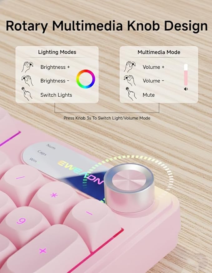 C98 Wired Keyboard and Mouse Combo, Wired Ergonomic Computer Keyboards with Wrist Palm, Double-Shot Keycaps, Silent RGB Backlight Quiet Keyboard for Windows/MAC/PC - Pink