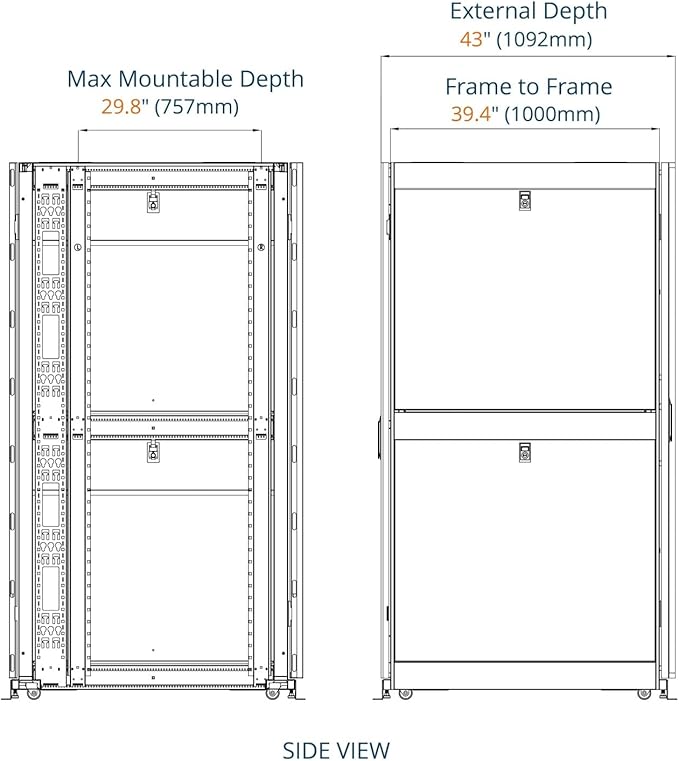 Tecmojo 47U Server Rack Cabinet - PRE-Assembled 24inch Width 43inch Depth IT Network Equipment Cabinet Rack Enclosure with Casters - 3000lbs Weight Capacity,Black