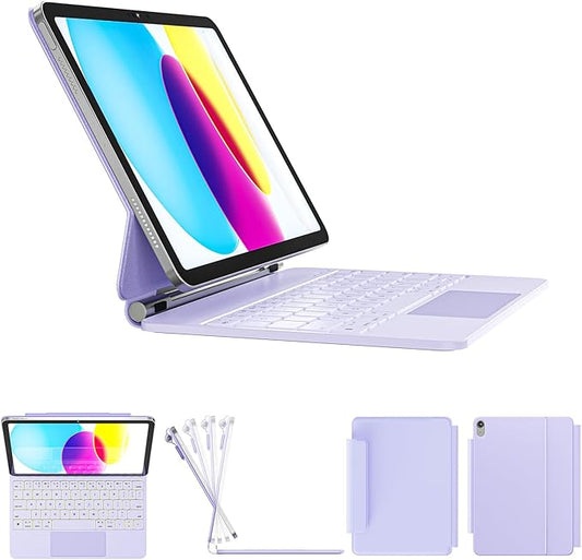 for iPad 11th(A16, 2025)/10th Generation Case with Keyboard, Magic Keyboard 2022, Springy Backlit Keys, Stain-Resistant Surface, Multi-Touch Trackpad,Purple