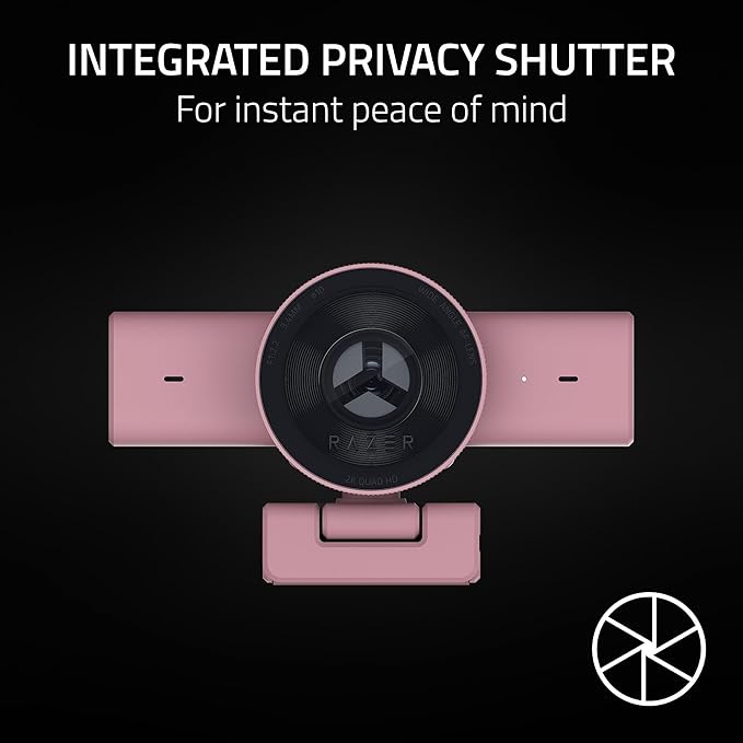 Razer Kiyo V2 X Streaming Webcam: 1440p 60 FPS - Auto Focus - Built-in Microphone - Wide Angle Lense - Integrated Privacy Shutter - Works with OBS, Xsplit, Streamlabs, Discord, Zoom, Teams - Pink