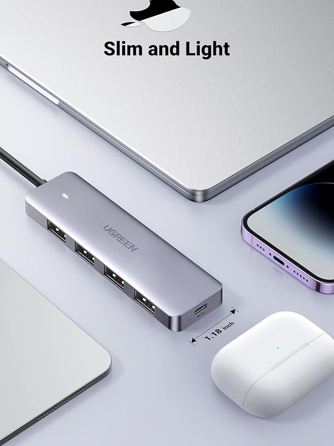 UGREEN USB C Hub - 4 Port USB 3.0 Powered Splitter for Laptops, MacBooks, iPads, Chromebooks, iPhones, Galaxy S23 & More, 2FT