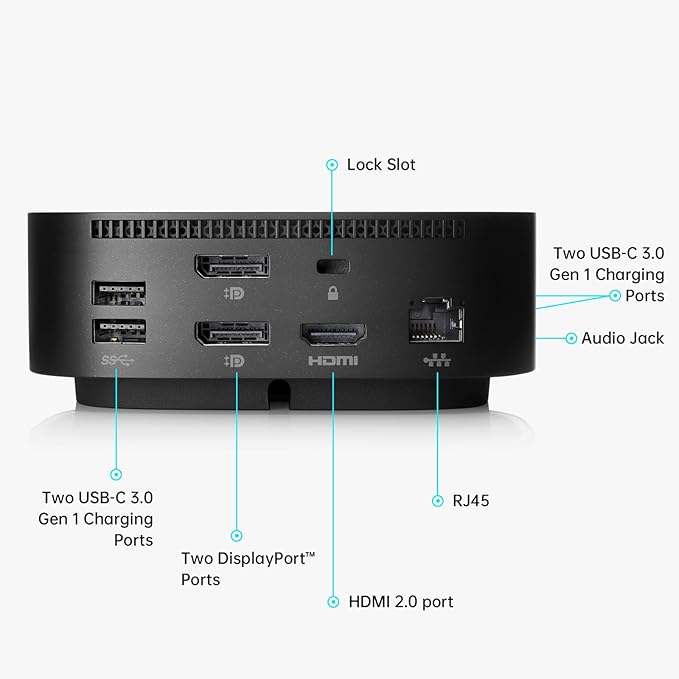 HP Docking Station for Laptop Dual Monitor and Charging Bundle - HP USB-C G5 Dock with 120W AC Adapter, HDMI & DP Cable & USB-C Cable
