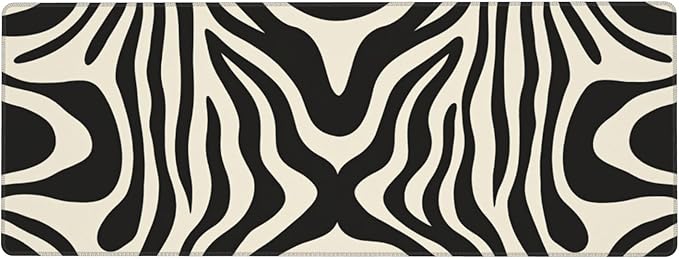 Black and White Topographic Desk Mat Large Gaming Mouse Pad Topographic Extended Mousepad Big in Laptop Computer Mouse Keyboard Mat for Office Desk Decor 31.5x12 in
