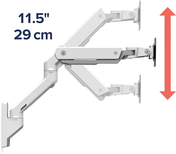 Ergotron – HX Single Ultrawide Monitor Arm, VESA Wall Mount – for Monitors Up to 49 Inches, 20 to 42 lbs, Less Than 8 Inch Display Depth – Standard Pivot, White