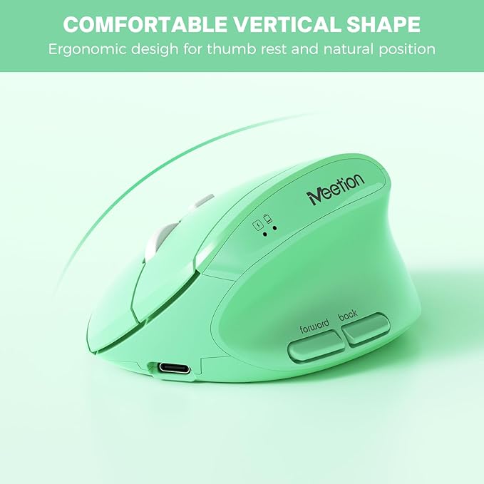 MEETION Ergonomic Keyboard and Mouse, Wireless Keyboard with Vertical Mouse, Split Curved Keyboard with Wrist Rest, Natural Typing Full Size, Windows/Mac/Computer/Laptop, Green