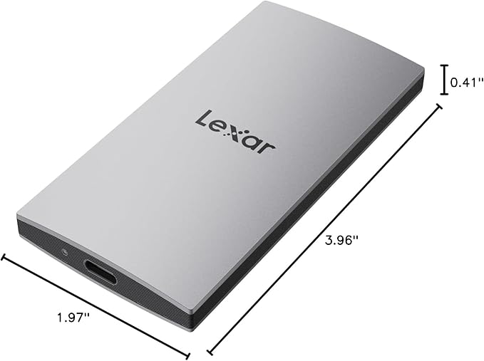 Lexar ES3 1TB External SSD, USB 3.2 Gen2 Portable SSD, PSSD Up to 1050MB/s Read, 1000MB/s Write, External Solid State Drive Compatible with iPhone 16/15 Series/Mac/PS5/XBOX/Laptop/PC, Silver