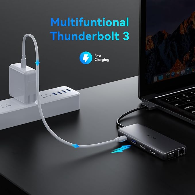 MacBook Pro Docking Station Dual Monitor HDMI Adapter,12 in 1 USB C Adapters for MacBook Pro Air Mac HDMI Dock Dongle Dual USB C to Dual HDMI VGA Ethernet AUX 4USB SD/TF100W PD