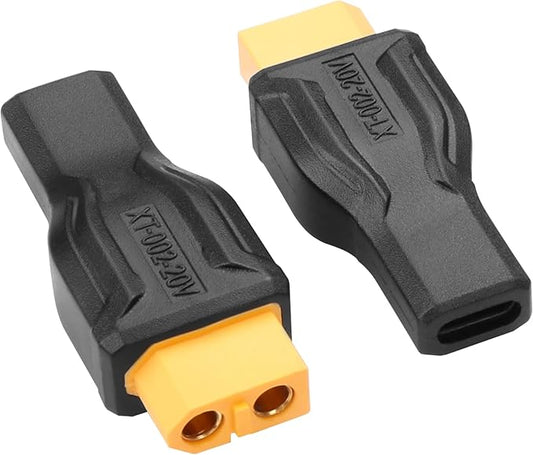 YAODHAOD USB C to XT60 Connector Charging Adapter, Type-C Female Extension 100W 20V/5A for Drone, Model, Energy Storage Power (2Pack)