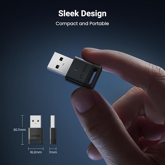 UGREEN USB Bluetooth 5.3 Adapter for PC, Plug & Play for Windows 11/10/8.1, Bluetooth Receiver & Transmitter for Keyboard/Mouse/Headphone/Speakers/Printer