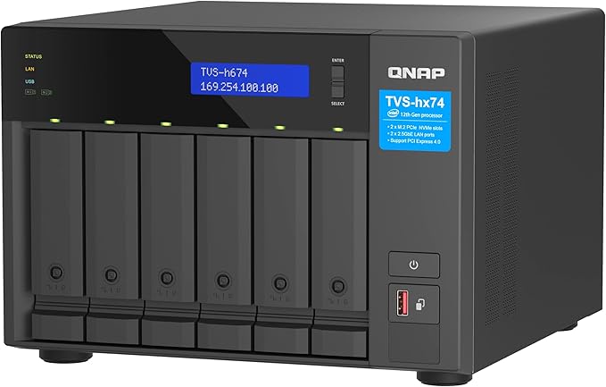 QNAP TVS-h674-i3-16G Intel Core i3 Processor, 16 GB RAM, PCIe Gen 4 expandability NAS for virtualization applications