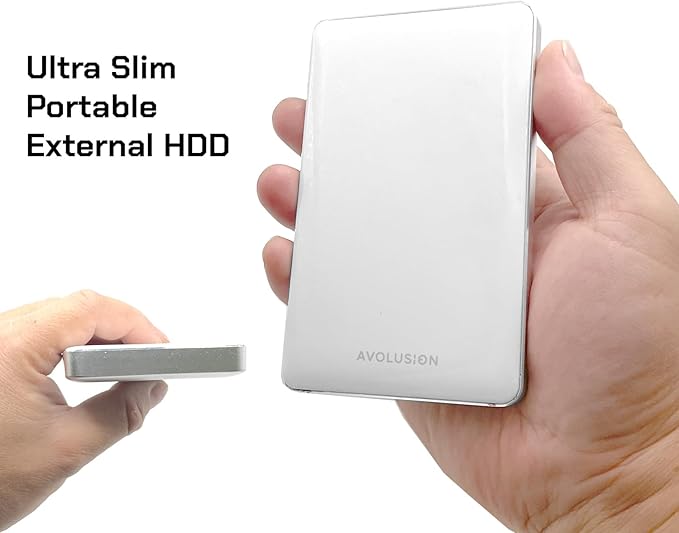 Avolusion T1 Series 1TB USB 3.0 Portable External Hard Drive for PC, Mac, PlayStation & Xbox (White) - 2 Year Warranty