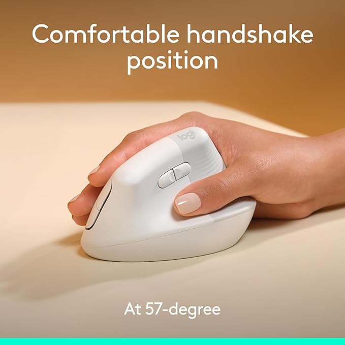Logitech Wave Keys for Mac + Lift Vertical Mouse for Mac, Wireless Ergonomic Keyboard and Mouse Combo, Cushioned Palm Rest, Bluetooth, Optimized for macOS/iPadOS/MacBook/iMac/iPad - Off White
