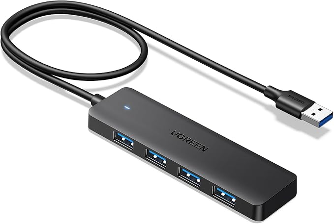 UGREEN USB 3.0 Hub, 4 Ports USB A Splitter Ultra-Slim USB Expander for Mouse, Keyboard, Flash Drive, U Disk, Printer Compatible with Laptop, Desktop PC, Xbox, PS5, and More, 2ft
