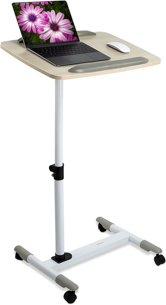 Mount-It! Rolling Laptop Stand Desk with Wheels - Height Adjustable 23.5"–39" Mobile Standing Desk, Over Bed Hospital Tray Table, Teacher Podium, Projector Stand, Tilting Surface, Lockable Casters
