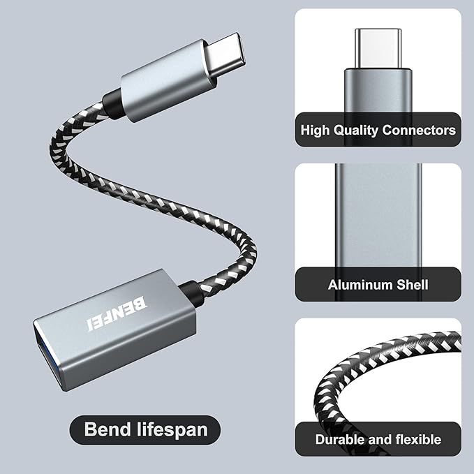 BENFEI 4 Pack USB C to USB 3.0 Adapter, USB C to A Male to Female Adapter Compatible with iPhone 15 Pro/Max, MacBook Pro/Air 2023, iPad Pro, iMac, S23, XPS 17, Surface Book 3 and More