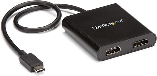 StarTech.com USB-C to Dual HDMI Adapter, USB Type-C Multi-Monitor MST Hub, Dual 4K 30Hz/1080p 60Hz HDMI Laptop Display Extender / Splitter, Extra-Long Built-In Cable, Windows Only (MSTCDP122HD)