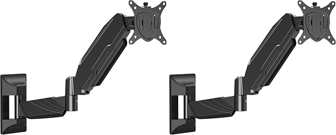 MOUNT PRO Monitor Wall Mount for 13 to 32 Inch Computer Screens, Single Monitor Mount with Tilt/Swivel/Rotation Adjustable, Gas Spring Wall Arm Holds up to 17.6lbs, Vesa Wall Mount 100x100 (Pack of 2)
