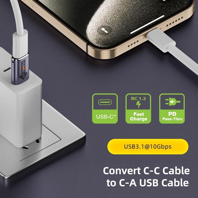 CY Adapter 2pcs/lot USB 2.0 A Male QC to PD USB-C Type C Female 5Gbps Data Power Adapter for Laptop Tablet Phone