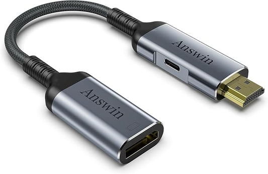 HDMI to DisplayPort Adapter, 4K@60Hz HDMI Source to DisplayPort Monitor Uni-Directional Compatible with PC Graphics Card Laptop Xbox One/360/NS/PS5/Mac Mini Supporting 2K@144Hz 1080P@165Hz