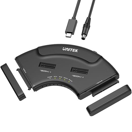 Unitek 4-in-1 Dual M.2 & Dual SATA Hard Drive Enclosure, 4-Bay USB-C Docking Station for 2X NVMe PCIe & 2X 2.5/3.5" SATA SSDs HDDs, 10Gbps USB 3.2 Gen2 Tool-Free UASP Trim for PC Mac Linux Android