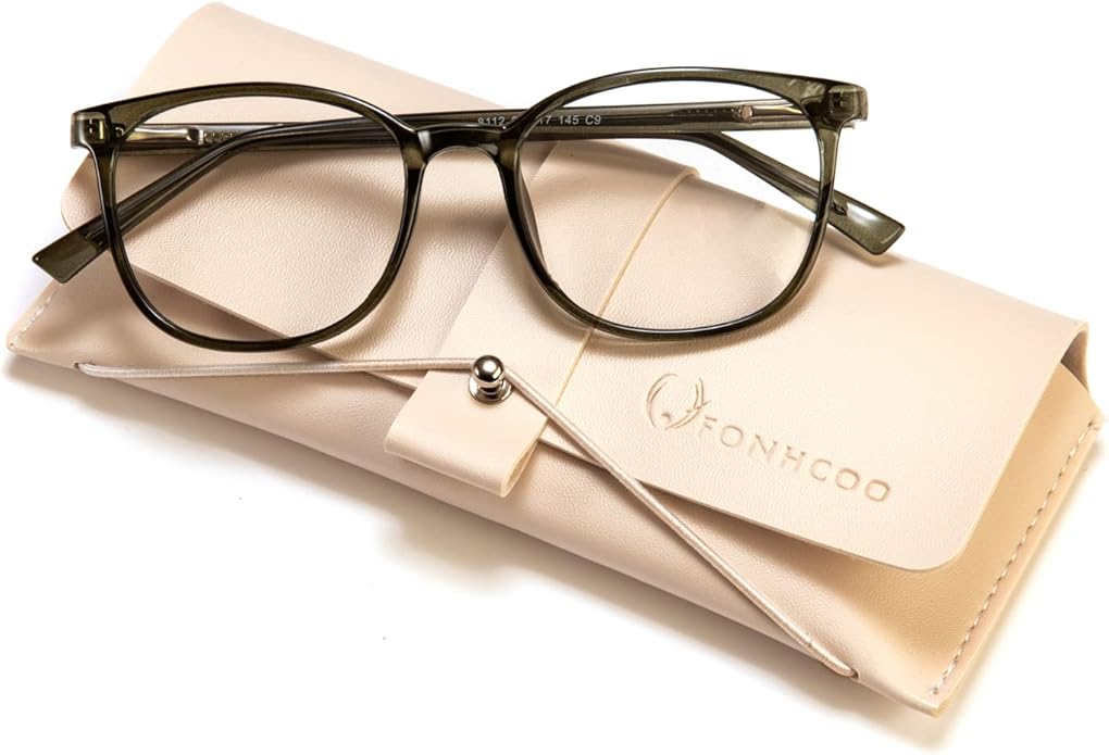 FONHCOO Blue Light Blocking Glasses Fashion Round TR90 Frame Transparent Eyewear Anti UV Computer Glasses for Women Men