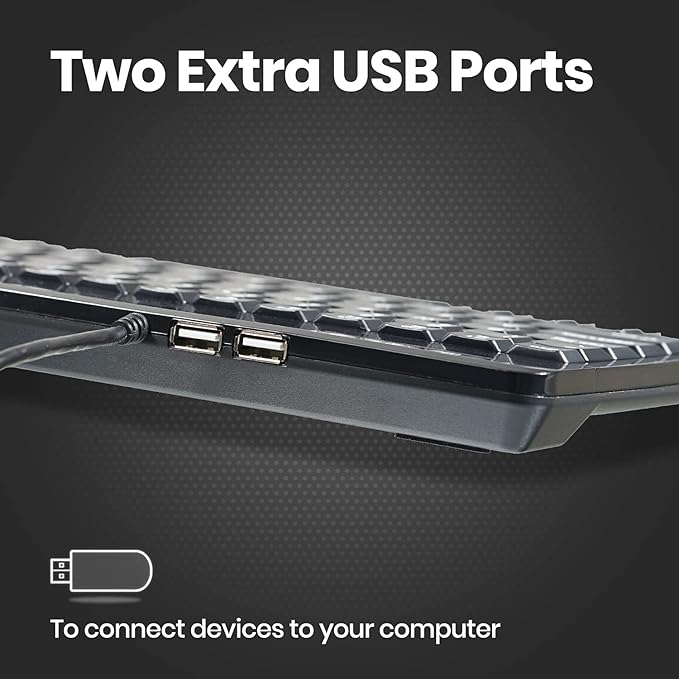 Perixx PERIBOARD-505H Wired Mini Keyboard with Built-in Trackball, 0.55 Inch Trackball and 2 USB Hubs, Black, US English Layout