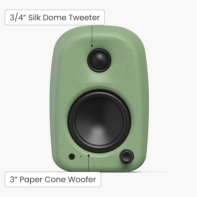 Kanto UKI 100 W Active Desktop Computer Speakers with Bluetooth and USB-C | Intelligent Sub Integration | Headphone Out | Pair | Sage