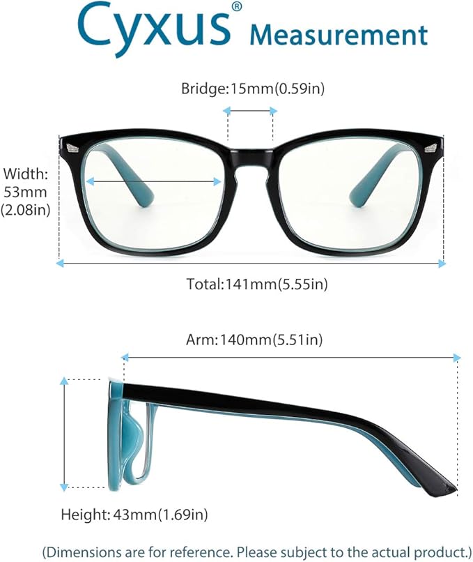 Cyxus Blue Light Glasses Men Women Reduce Eye Strain UV Blocking for Office Work Computer Screen 8082
