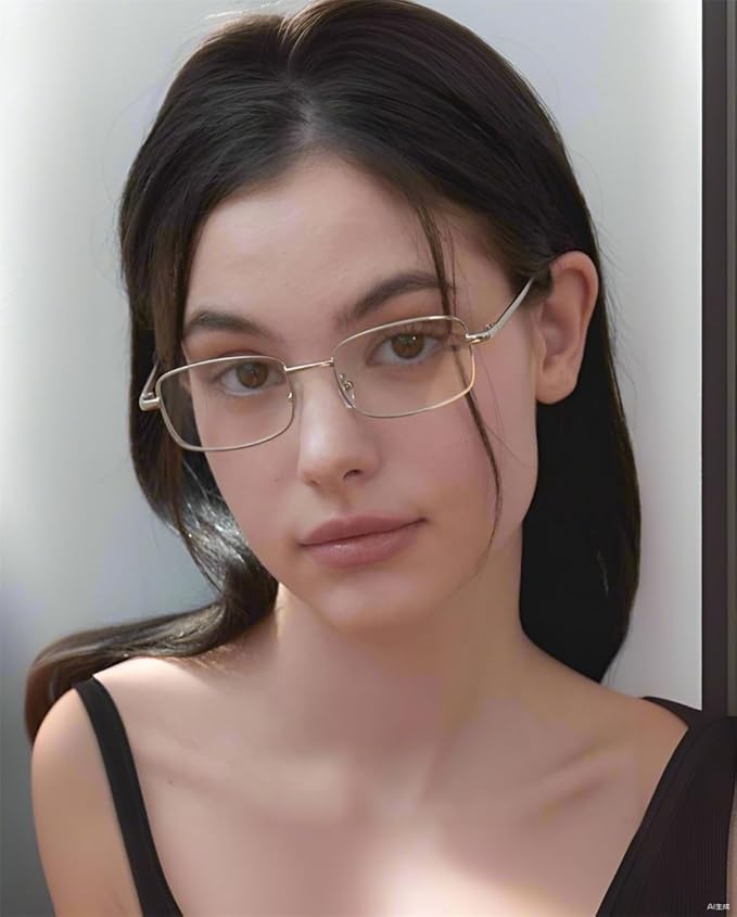 ADE WU Fashion Glasses for Woman Men, Y2k Rectangle Blue Light Glasses 90s Metal Gold Silver Black Fake Glasses