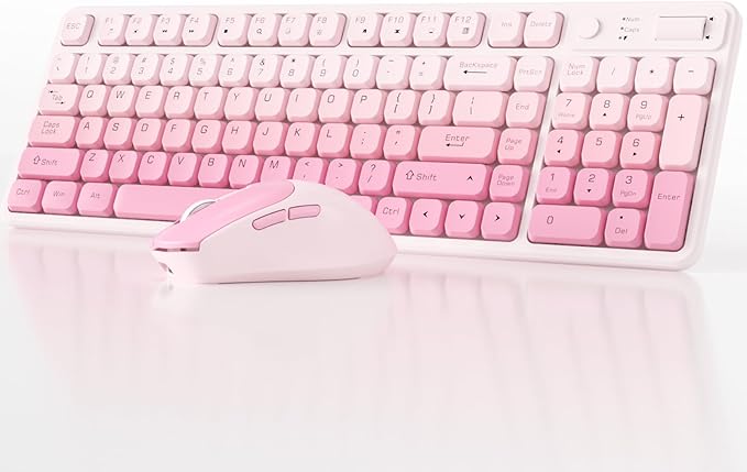 Wireless Keyboard and Mouse Combo, Full-Size USB Keyboard with Back Stand, 2.4GHz Wireless for Desktop, Laptop and Computer