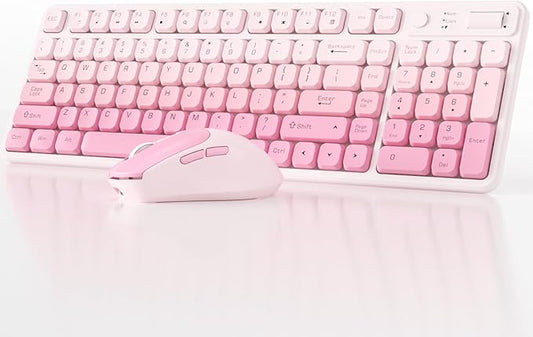 Wireless Keyboard and Mouse Combo, Full-Size USB Keyboard with Back Stand, 2.4GHz Wireless for Desktop, Laptop and Computer