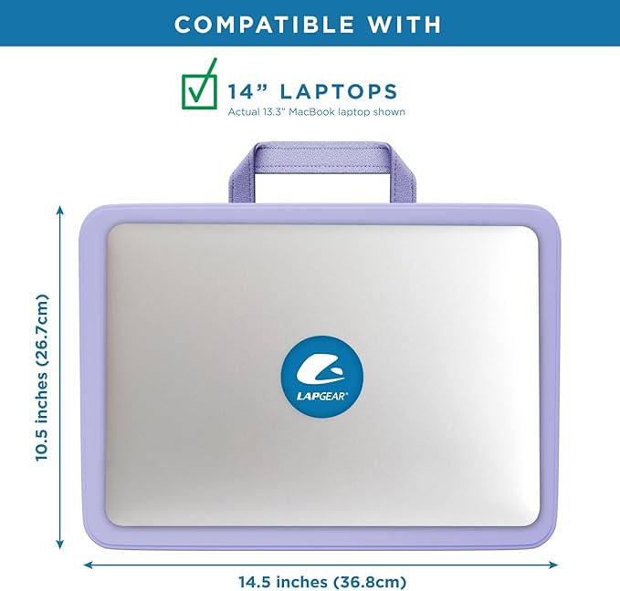 LAPGEAR Compact Lap Desk – Fits Up to 14″ Laptops – Purple Amethyst – Style No. 43122