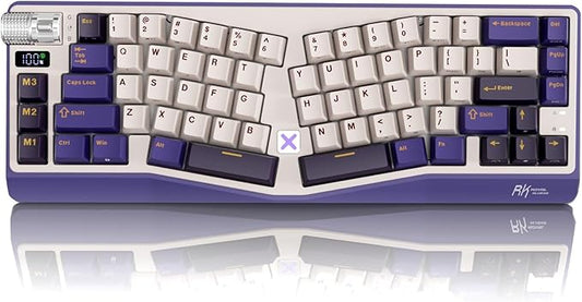 RK ROYAL KLUDGE A70 Wireless Ergonomic Keyboard, 65% Alice Split Mechanical Keyboard w/Bluetooth/2.4GHz/Wired, RGB Gaming Keyboards with Knob and Gasket Mount, Hot Swappable Pre-lubed Linear Switches