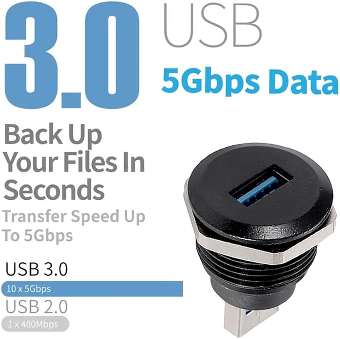 PENGLIN 5PCS USB3.0 Adapter, USB-A Male to Female Converter Extender Connector, USB Panel Mount Connector Compatible with Laptop Computer Hard Drive Printer Camera