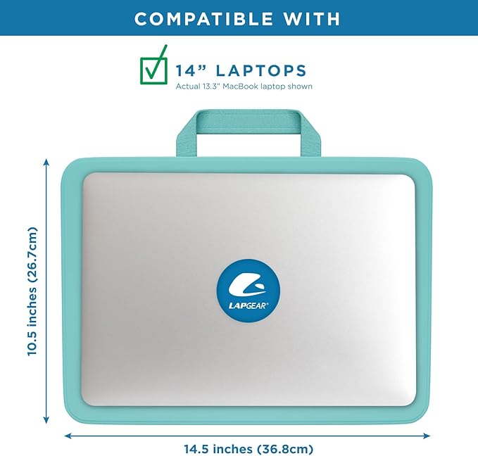 LAPGEAR Compact Lap Desk – Fits Up to 14″ Laptops – Aqua Sky – Style No. 43109