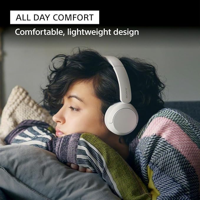 Sony WH-CH520 Wireless Headphones Bluetooth On-Ear Headset with Microphone and up to 50 Hours Battery Life with Quick Charging, Butter Yellow