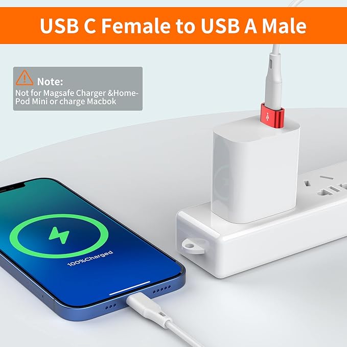 JXMOX USB C Female to USB Male Adapter 4-Pack,Type C to USB A Charger Adapter for Apple iWatch Watch Series 7 SE,iPhone 11 12 13 14 15 16 Pro Max,Samsung Galaxy S24 S23 S22,Google Pixel 6 XL,iPad Pro